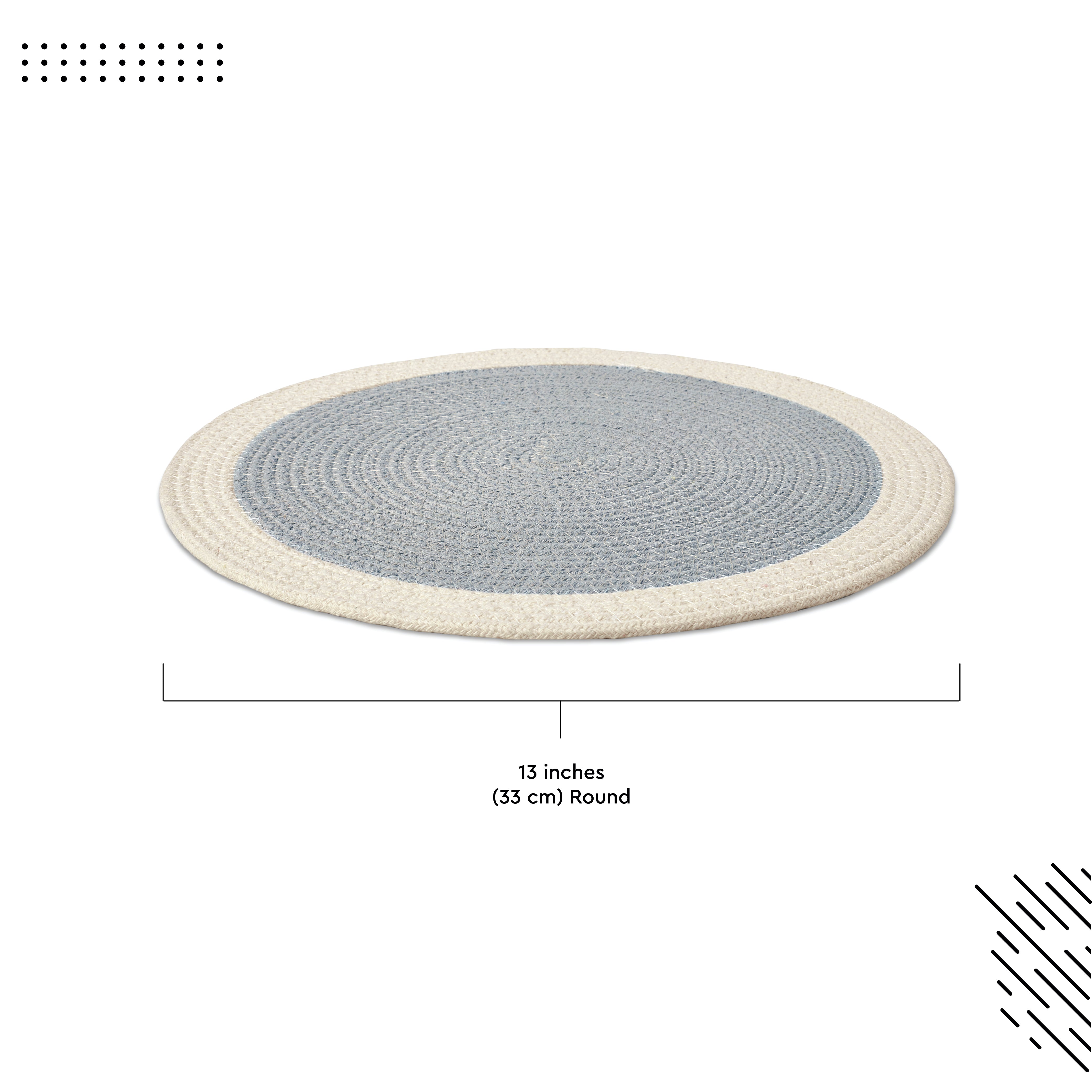 Cotton Light Grey & Off White Placemat (Pack of 6)