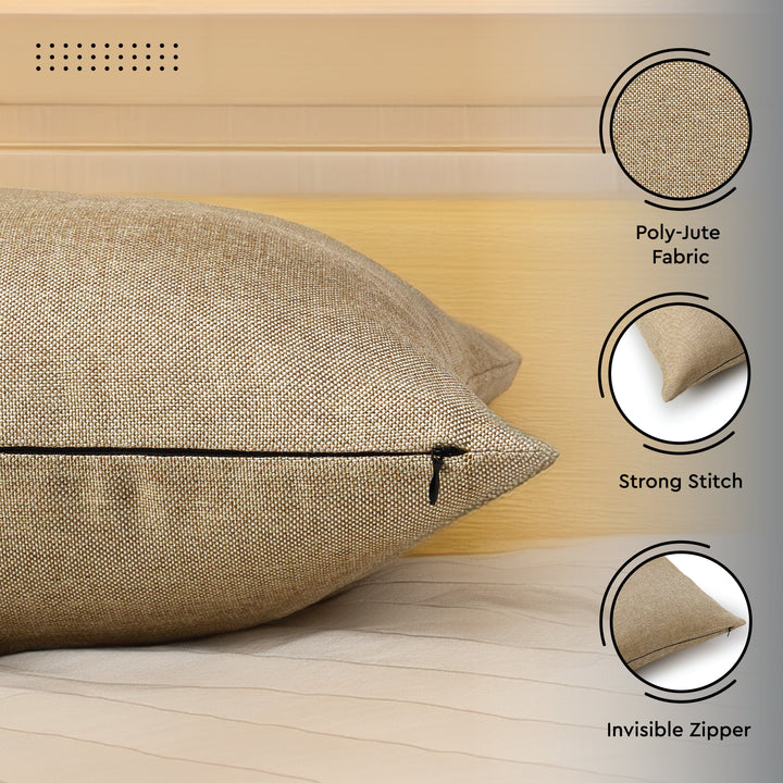 Jute Cherry Fawn Cushion Cover (Pack of 2)