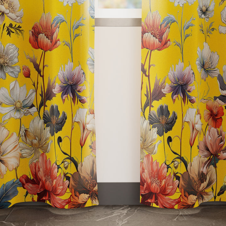 Blackout Polyester J2 Yellow Curtain (Pack of 2)