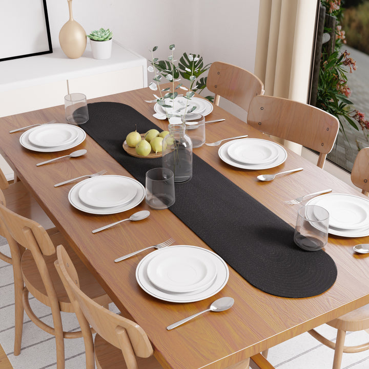 Cotton Black Table Runner (Pack of 1)