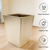 PU-Leather Light Gold Leather Dustbin