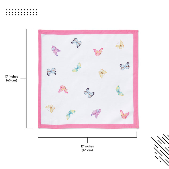 Spun Polyester Pink Butterflies Table Napkin