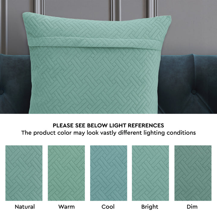 Quilted Velvet Teal Cushion Cover (Pack of 2)
