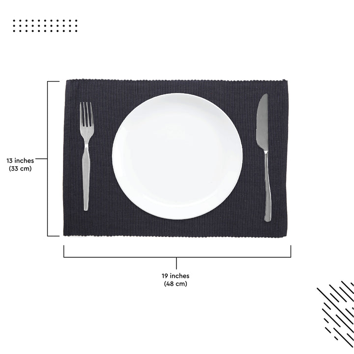 Cotton Solid Grey Placemat (Pack of 6)