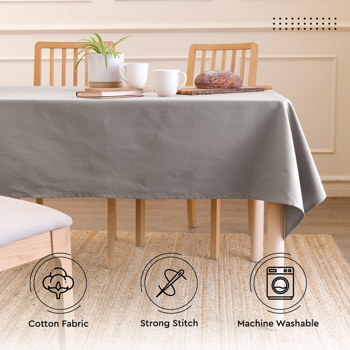 Cotton Grey Table Cloth (Pack of 1)