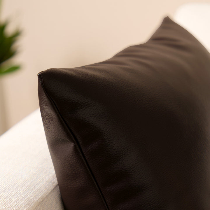 PVC Leather Dark Brown Cushion Cover (Pack of 1)