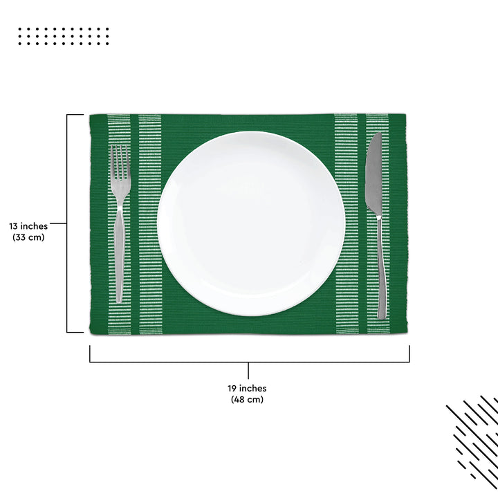 Ribbed Cotton Ladder Dk Green Placemat (Pack of 6)