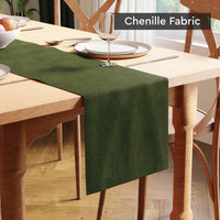 Chenille Moss green Table Runner