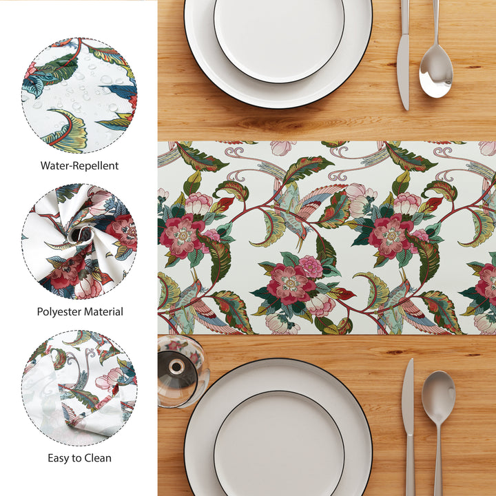 Water Repellent Polyester Chintz Red Table Runner (Pack of 1)