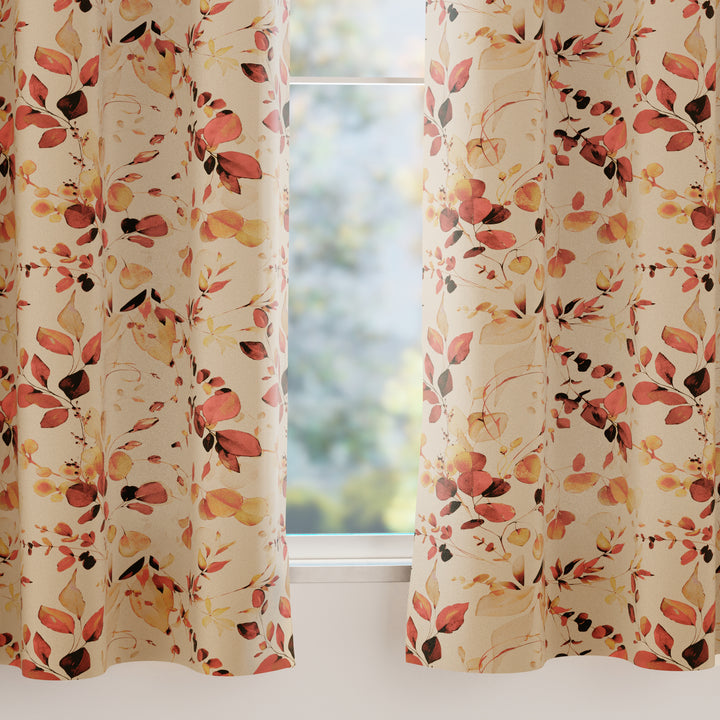 Blackout Polyester L1 Orange Curtain (Pack of 2)