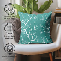 Blackout Polyester Twigs Teal Cushion Cover (Pack of 2)