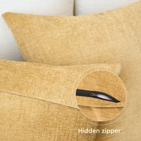 Chenille Solid Mustard Cushion Cover (Pack of 1)