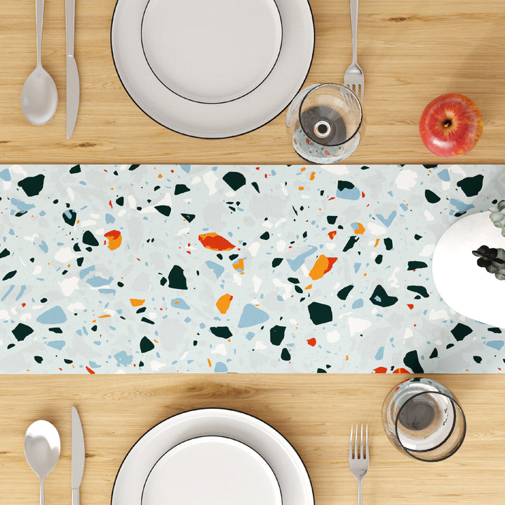 Cotton Twill Terrazzo Mint Table Runner (Pack of 1)
