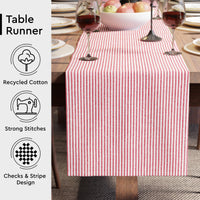 Cotton Ticking Red Table Runner (Pack of 1)