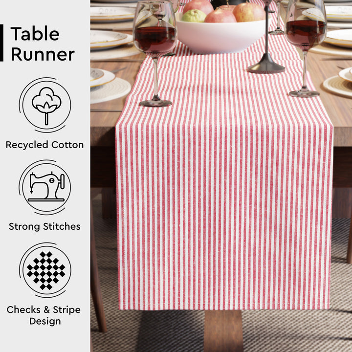 Cotton Ticking Red Table Runner (Pack of 1)