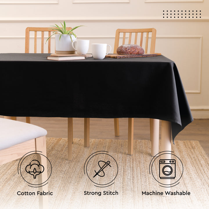 Cotton Jet Black Table Cloth (Pack of 1)