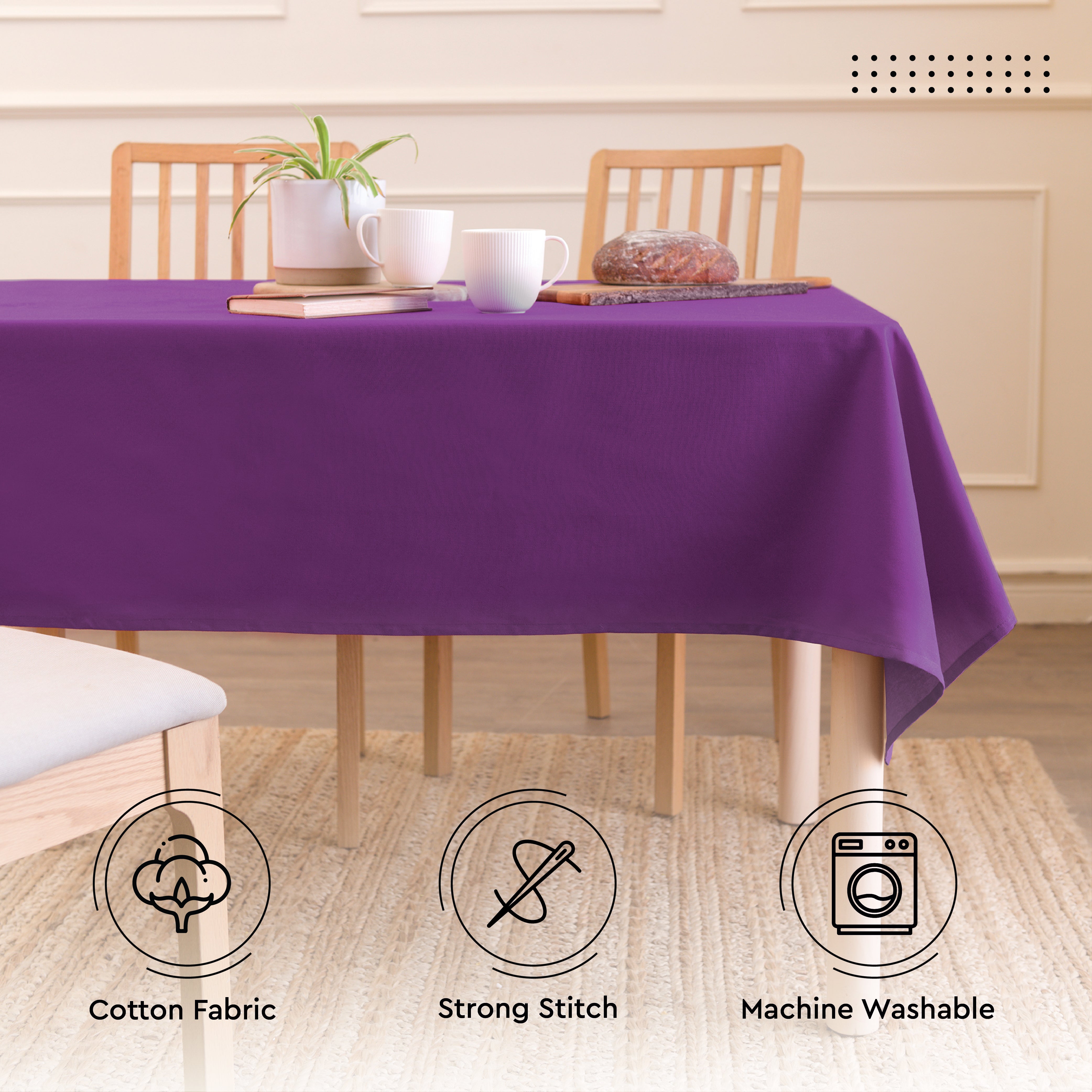 Cotton Purple Table Cloth (Pack of 1)