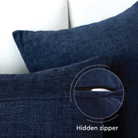 Chenille Solid Navy Blue Cushion Cover (Pack of 1)