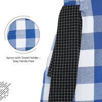 Cotton Buffalo Blue Checks Apron (Pack of 1)