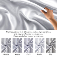 Satin Polyester Silk Silver Fabric