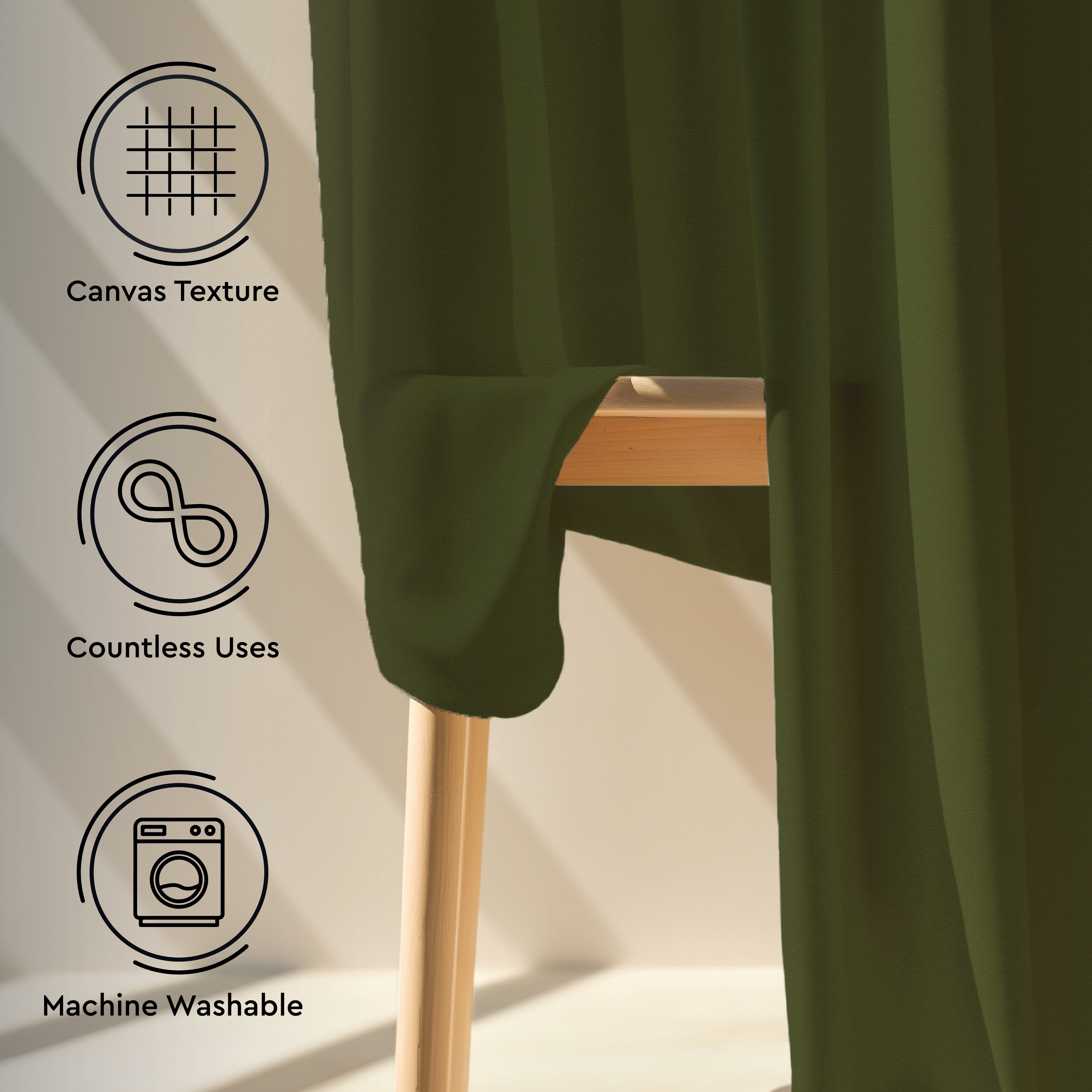 Canvas Leaf Green Curtain (Pack of 1)