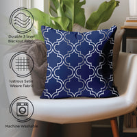 Blackout Polyester Trellis Navy Cushion Cover (Pack of 2)