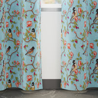 Blackout Polyester Sky Blue Birds Curtain (Pack of 2)