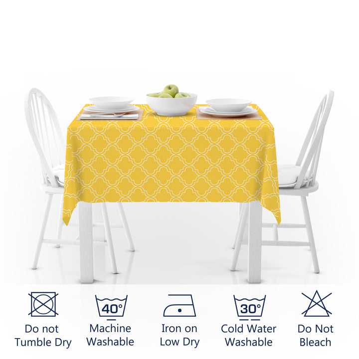 Polyester Yellow Trellis Table Cloth (Pack of 1)