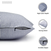 Cotton Ticking Navy Blue Cushion Cover (Pack of 2)