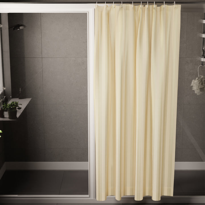Polyester Stripe Cream Shower Curtain (Pack of 1)