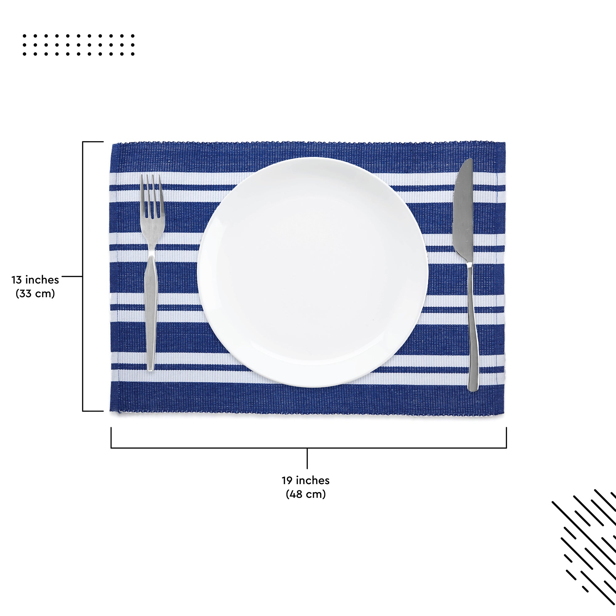 Cotton Franca Blue Stripes Placemat (Pack of 6)
