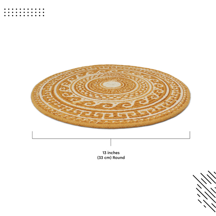 Cotton Mustard Mandala Print Placemat (Pack of 2)