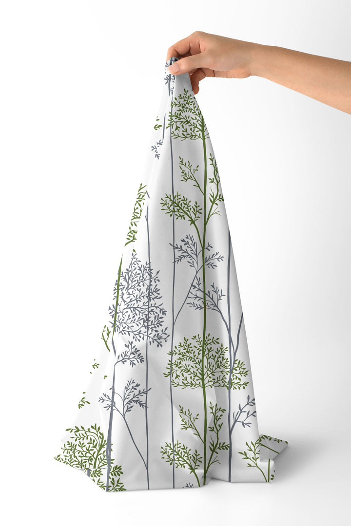Polyester Printed Green Branches Fabric (1 Meter)