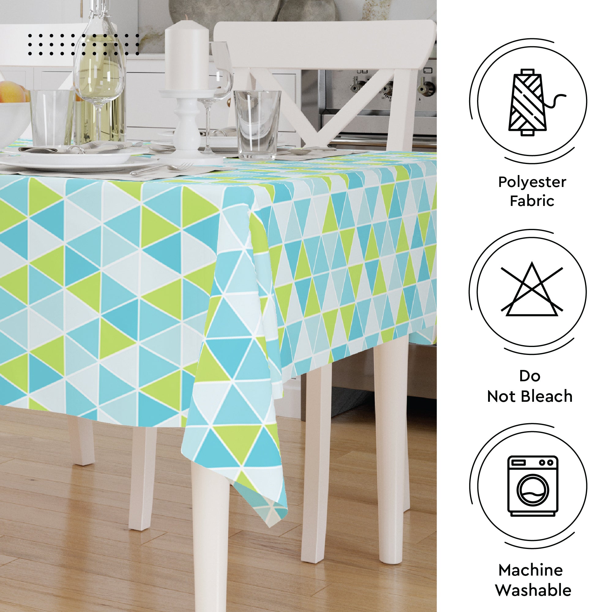 Polyester Big Triangles Aqua Table Cloth (Pack of 1)