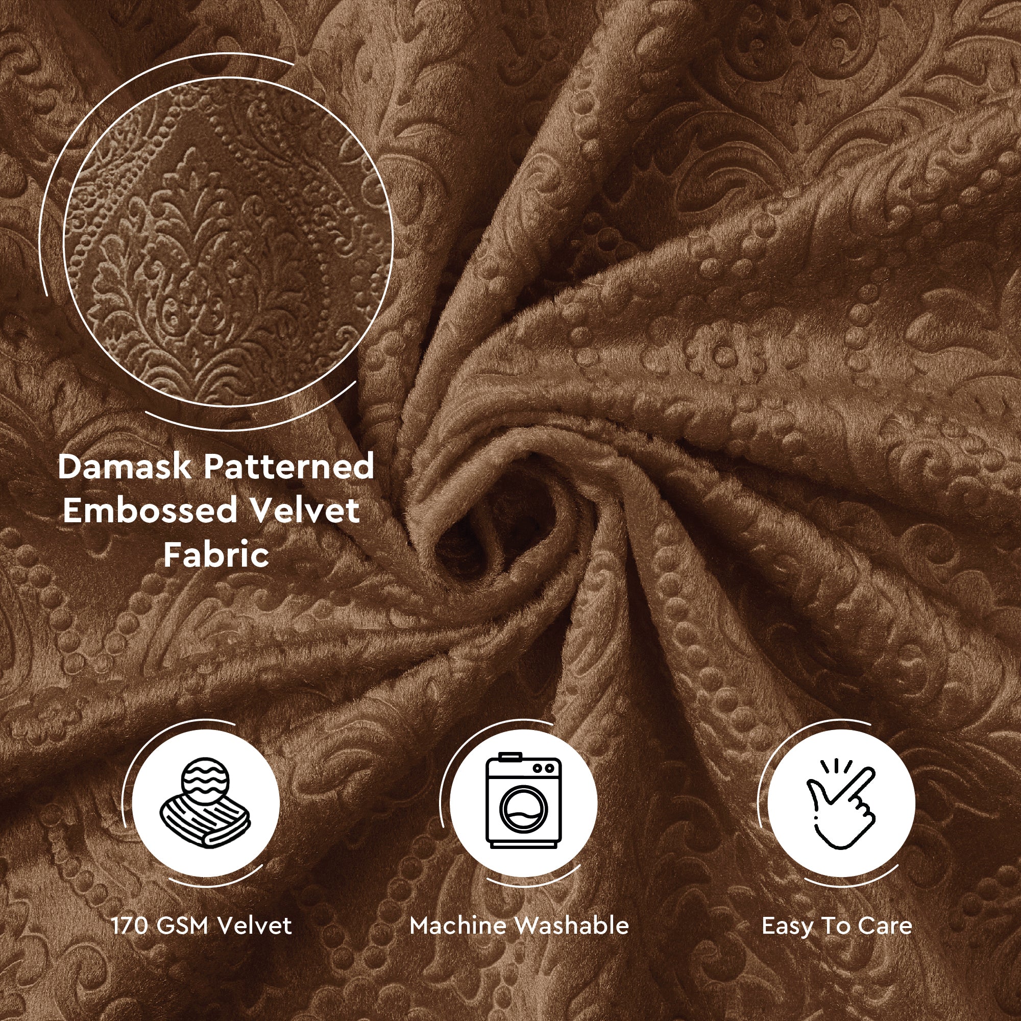 Embossed Velvet Fabric Material By Meter | Sofa Cloth Material | Unstitched Fabric For Making Cushion Cover, Sofa Cover, Backdrop| 175 GSM, Width 54 Inches | Order By Meter