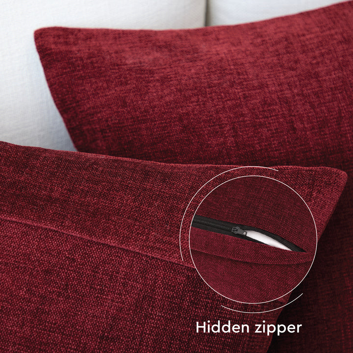 Chenille Solid Maroon Cushion Cover (Pack of 1)