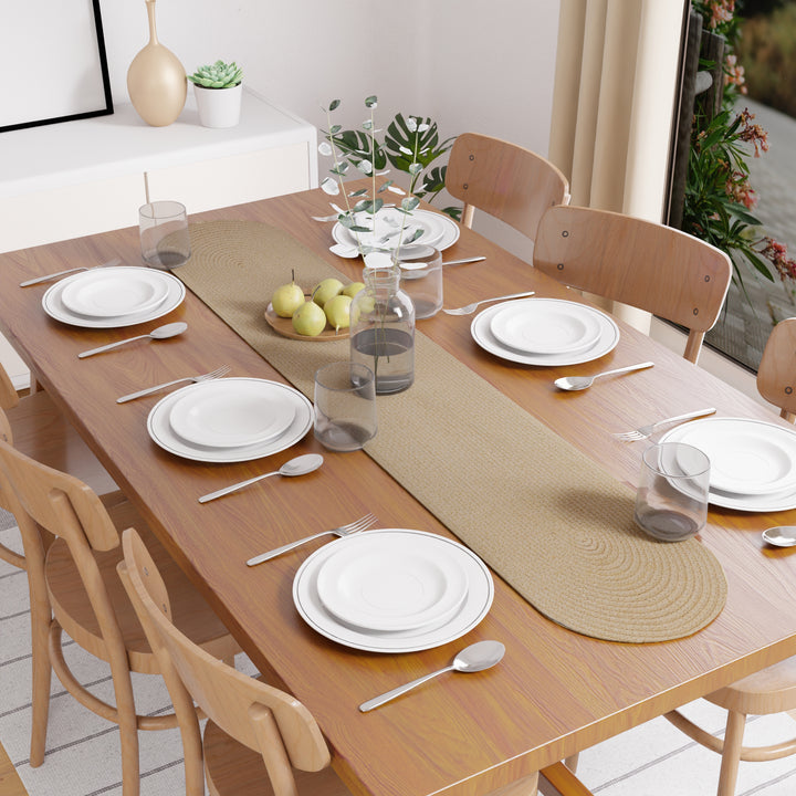 Cotton Beige Table Runner (Pack of 1)