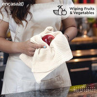 Cotton Solid Off White Kitchen Towel (Pack of 4)
