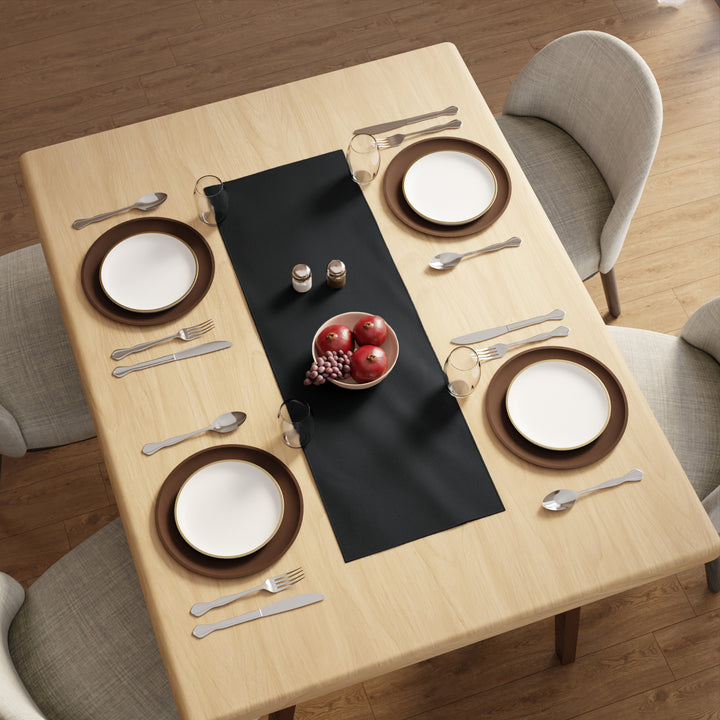 PVC Leather Black Table Runner (Pack of 1)