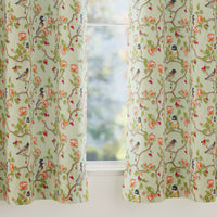 Blackout Polyester Sage Green Birds Curtain (Pack of 2)