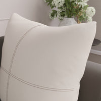 PVC Leather Cream Stitch Cushion Cover (Pack of 2)