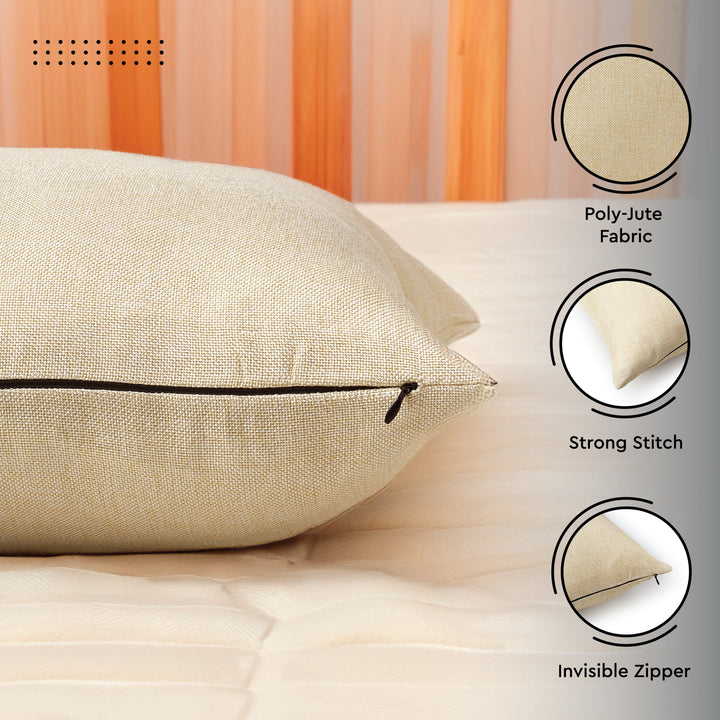 Jute Cherry Cream Cushion Cover (Pack of 2)