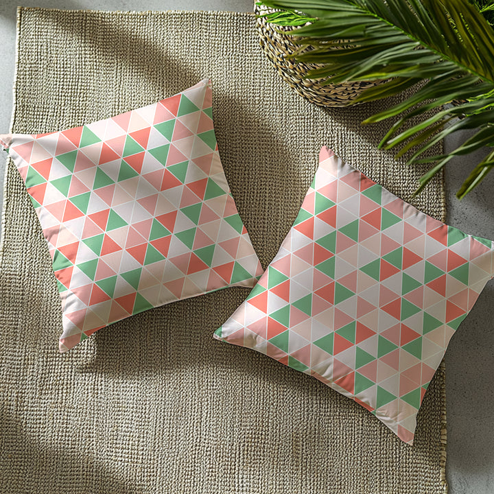 Micro Big Triangles Tomato Cushion Cover