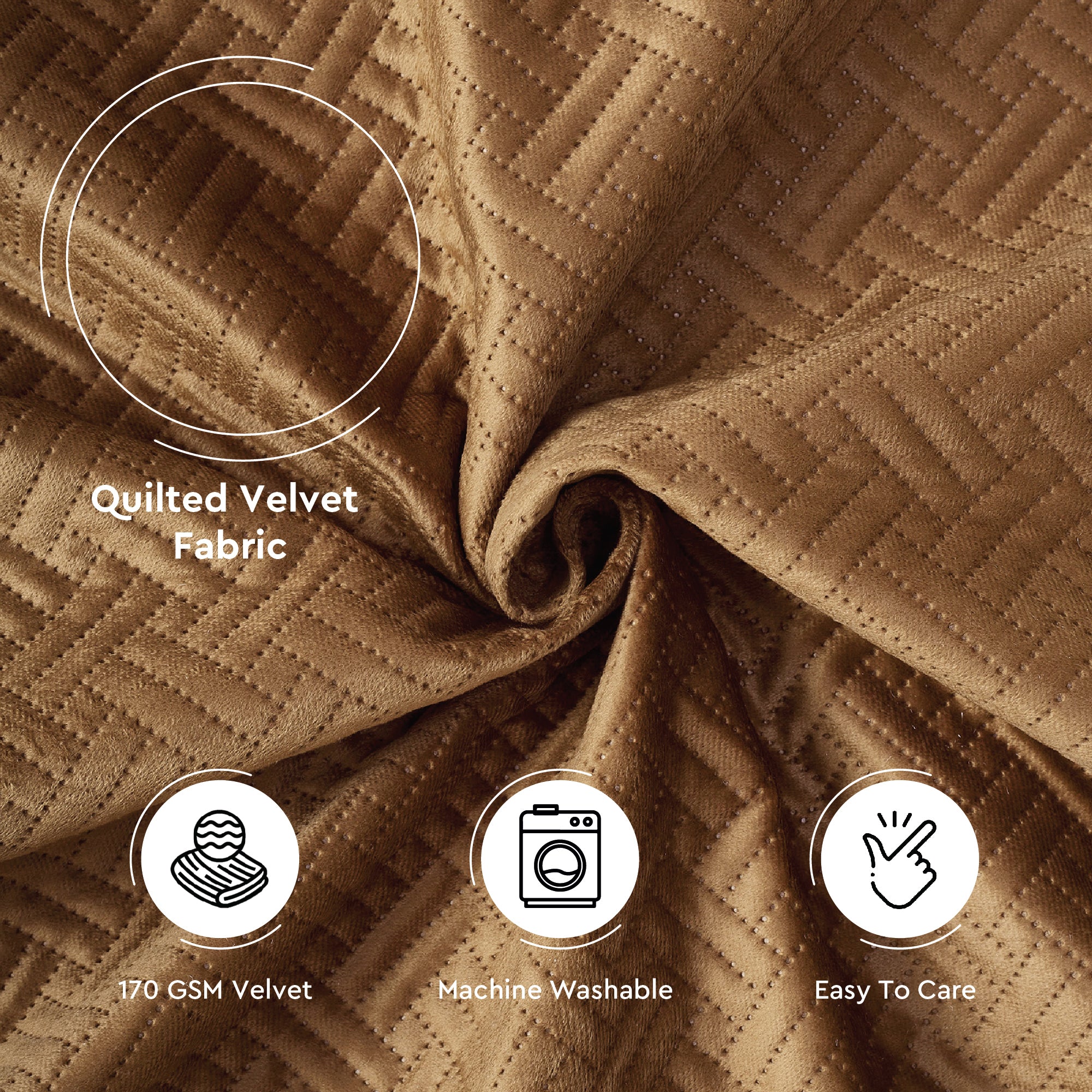 Quilted Velvet Fabric by Meters 54 Inches Wide | 170 GSM | Ideal For Curtain, Cushion, Upholstery, Bags