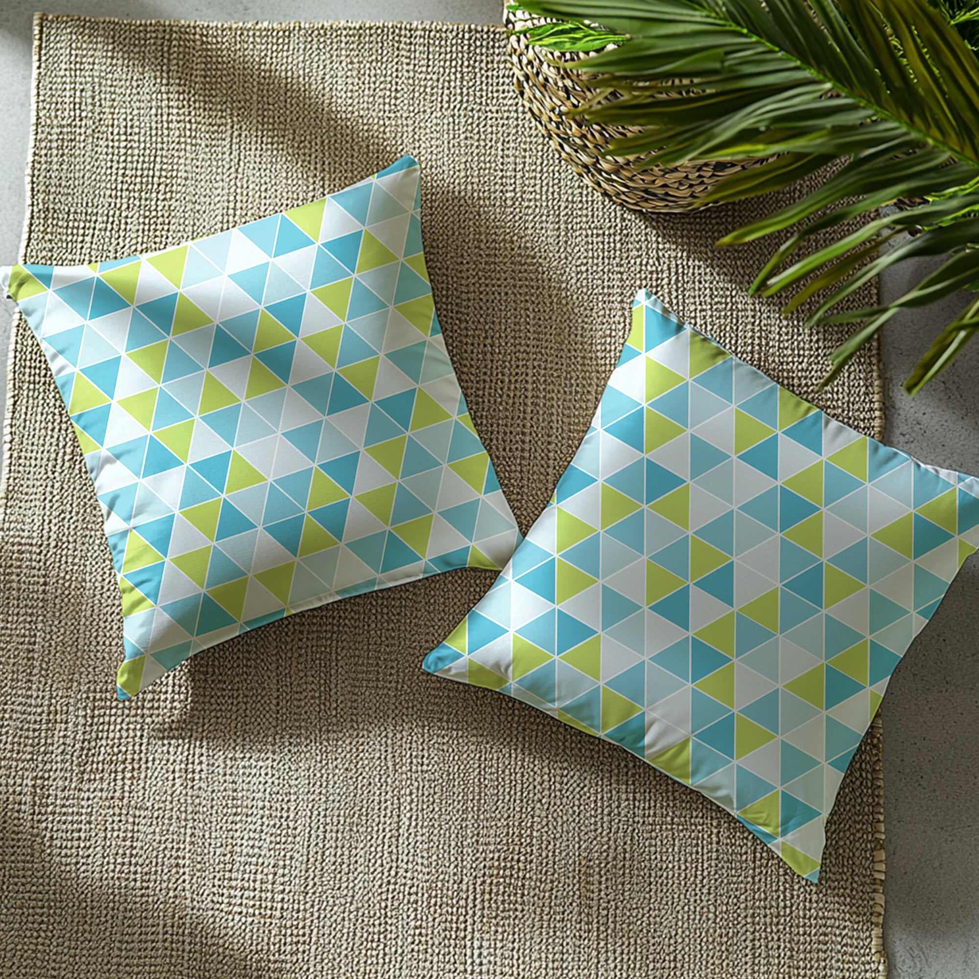 Micro Big Triangles Aqua Cushion Cover