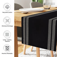 Cotton Ladder Black Table Runner+Placemat (Pack of 7)