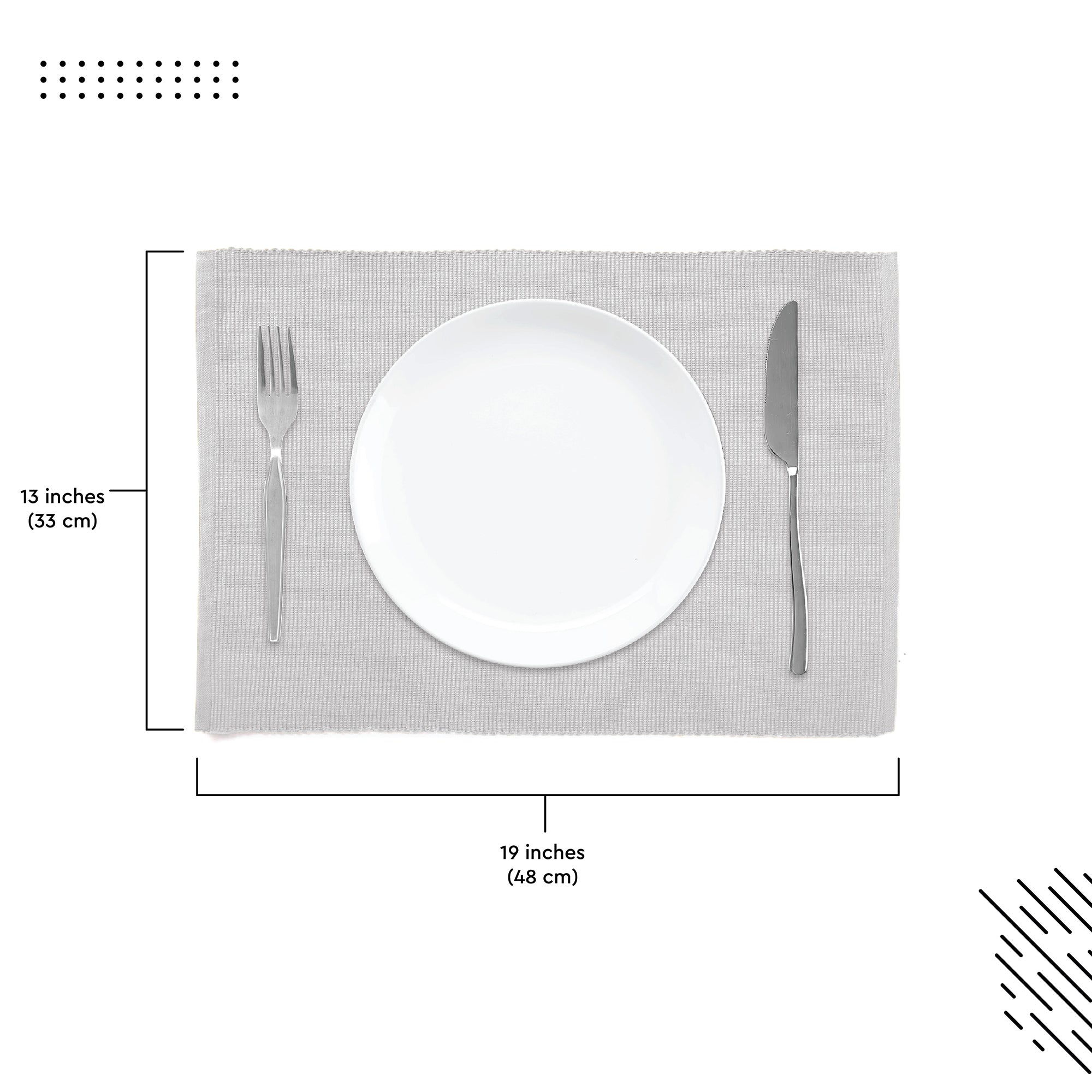 Ribbed Cotton Light Grey Placemat (Pack of 6)