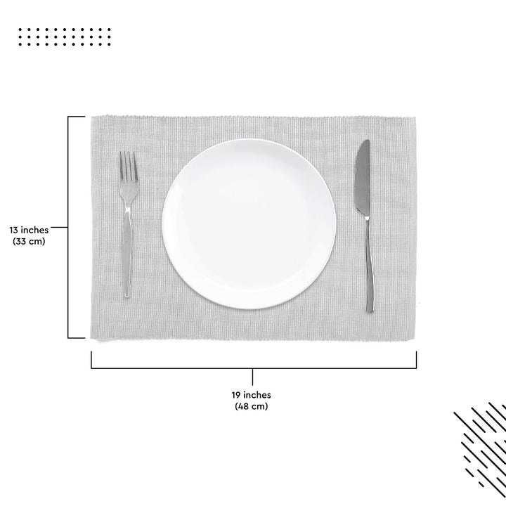 Ribbed Cotton Light Grey Placemat (Pack of 6)