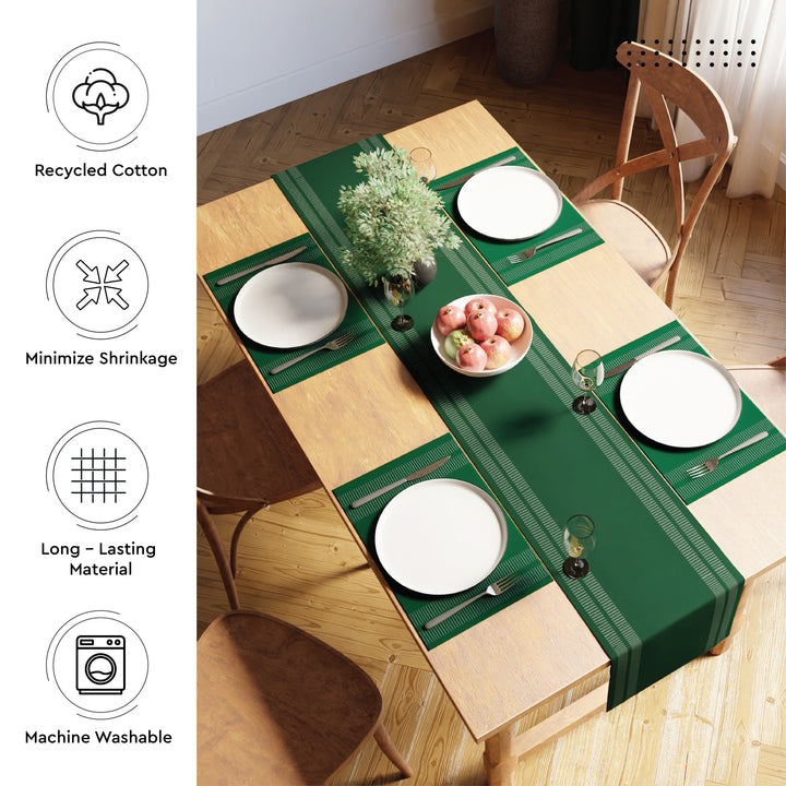 Cotton Ladder Dk Green Table Runner (Pack of 1)