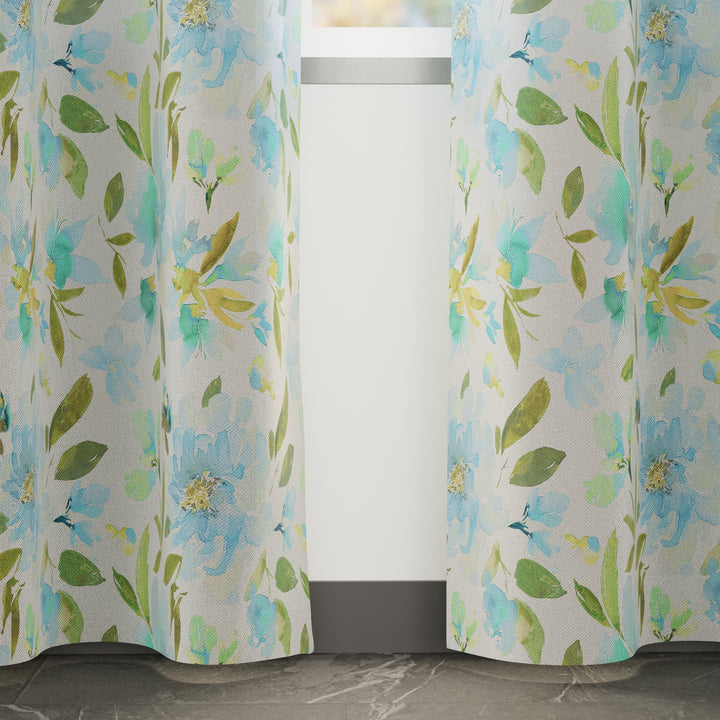 Blackout Polyester F1 Aqua Curtain (Pack of 2)